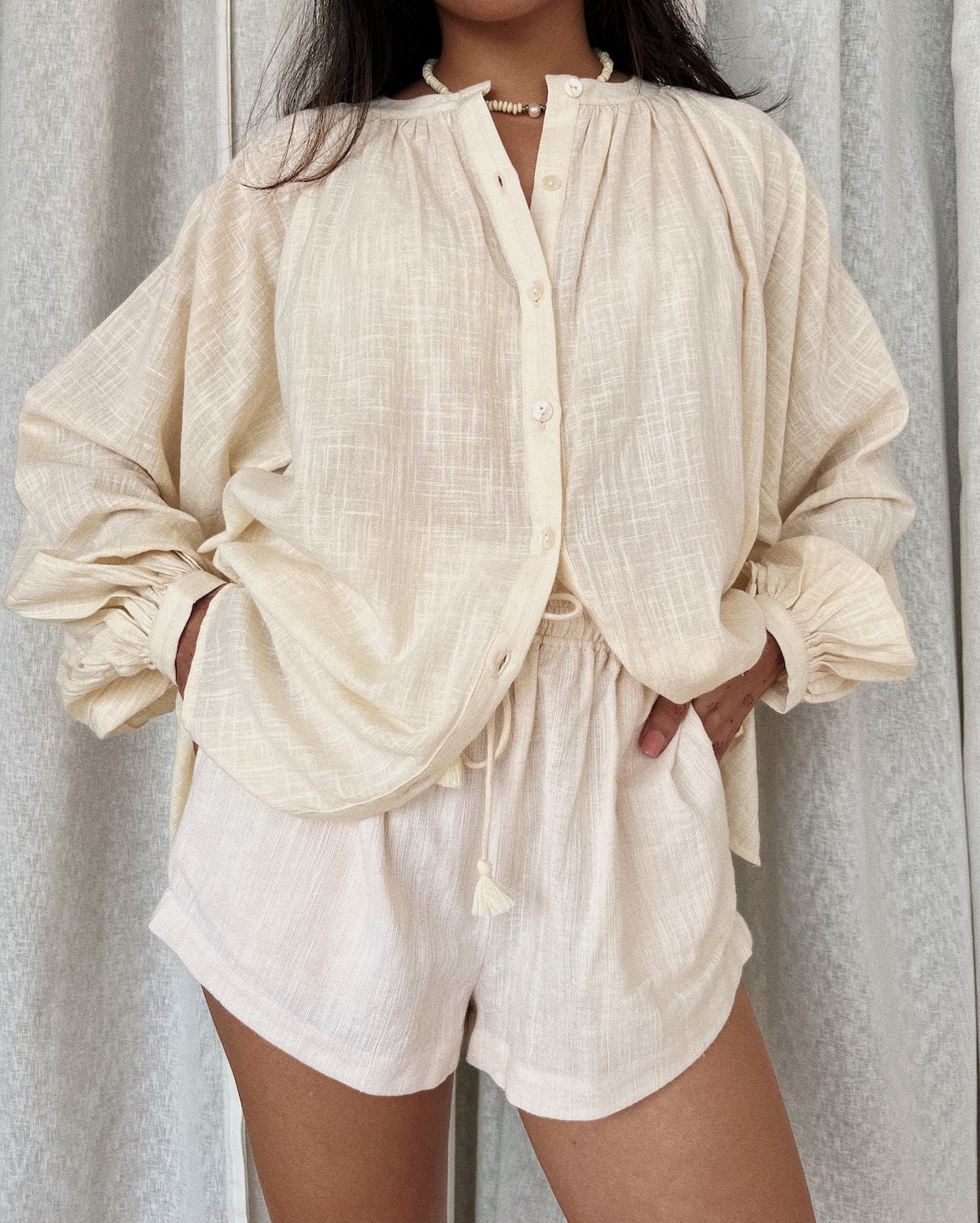 Breathe Easy Blouse in Seashell - The Chi Studio