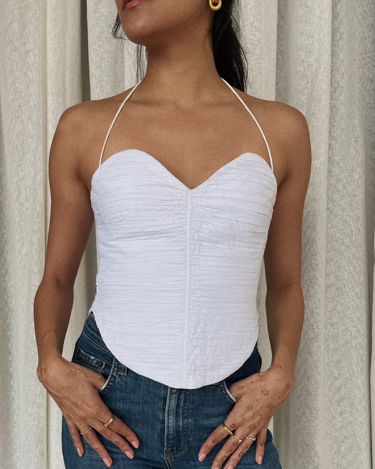 In Waves Top in Lily White - The Chi Studio